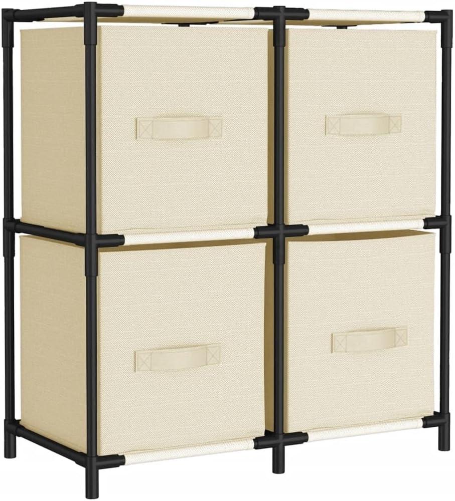 Kommode mit 4 Körben aus Stoff Creme 63×30×71 cm Stahl Bild 1