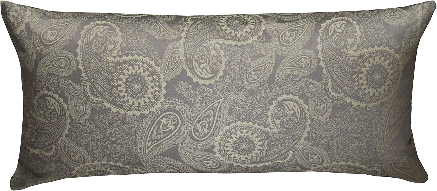 Bettwaesche-mit-Stil Mako-Satin Damast Paisley Bettwäsche "Davos" grün - grau Kissenbezug 40x80 cm Bild 1