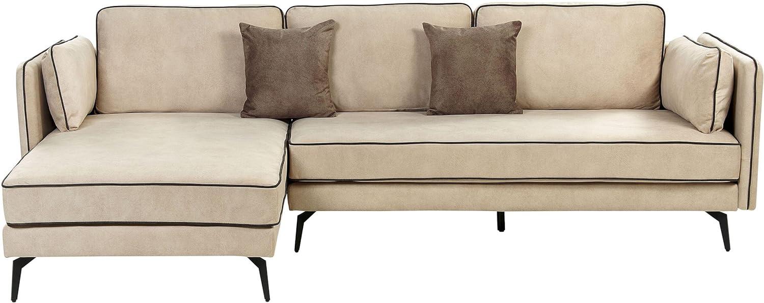 Ecksofa ALTAN Beige Samtstoff Rechtsseitig Bild 1