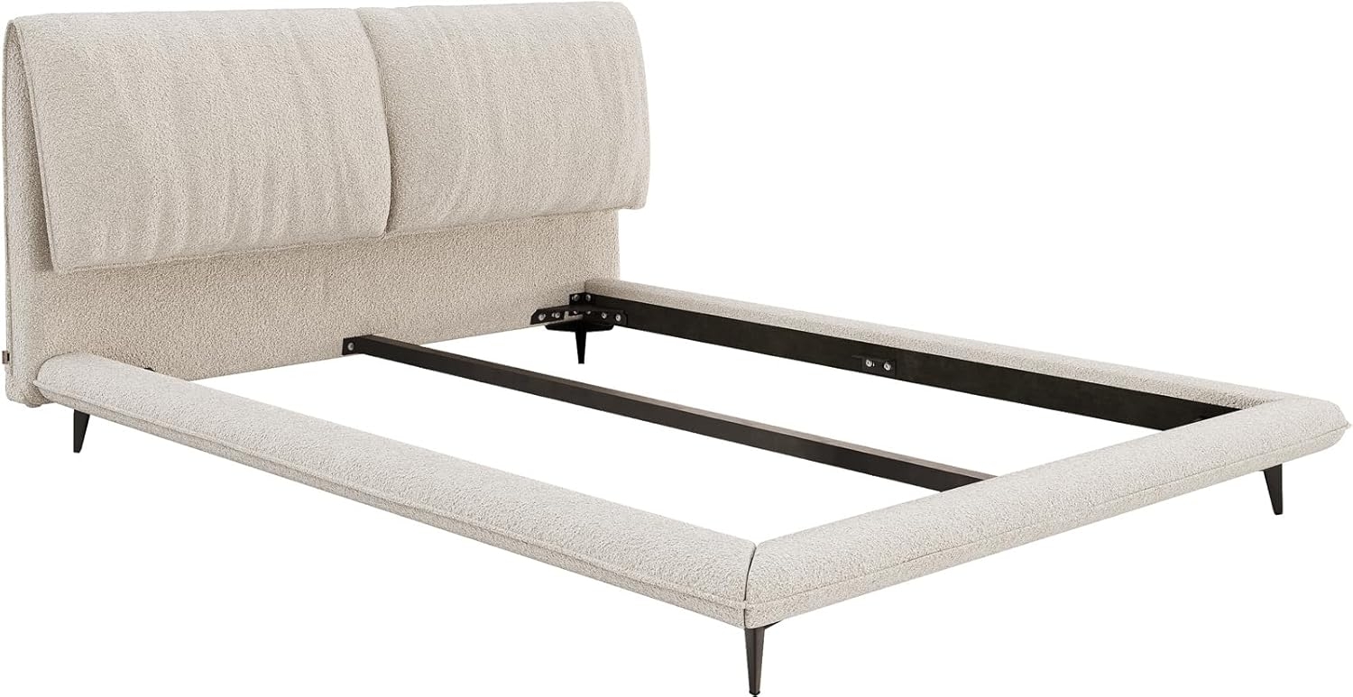 Polsterbettgestell Cusino 140x200 cm Bouclé Creme-Weiß Bild 1