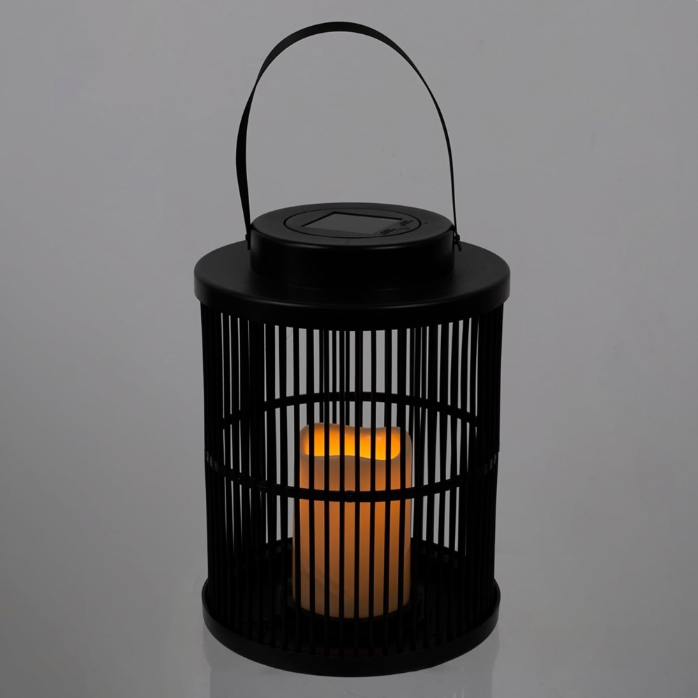 HOME DECO FACTORY, LAO0192, Candle Effect Solar Lantern H25 cm, Elegant and Weather-Resistant Outdoor Lighting, Ideal for Garden and Terrace, Black Bild 1