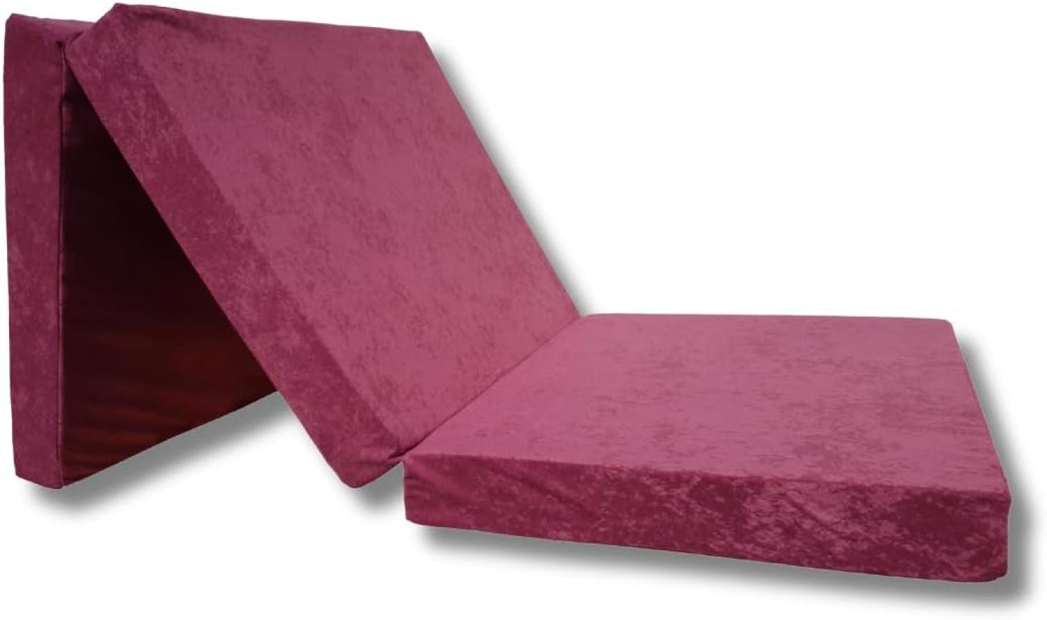 Natalia Spzoo – gemütliche Faltmatratze für einen erholsamen Schlaf – Klappmatratze mit Schaumstoffkern & abnehmbarem Bezug – 3-teilige klappbare Schlafmatte 195 x 65 x 8 cm (Violett 1224) Bild 1