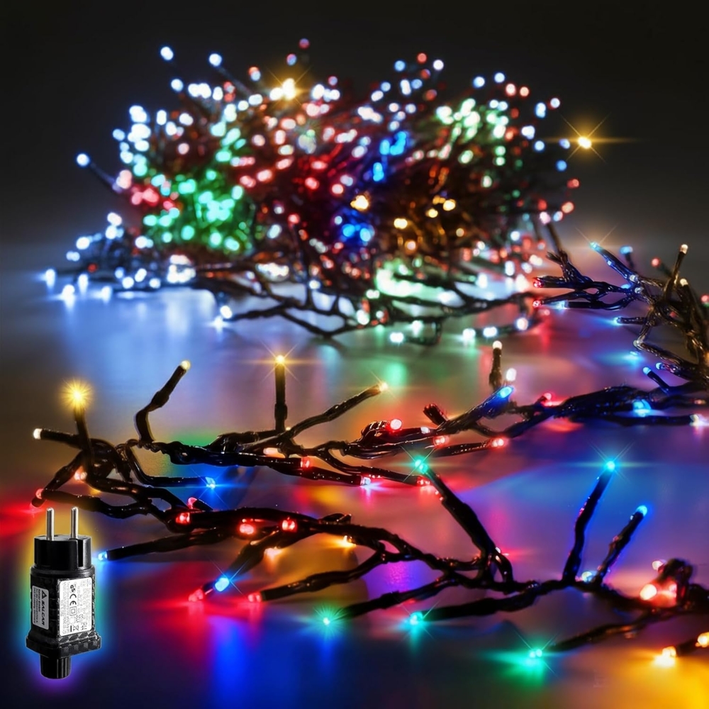 Salcar LED-Lichterkette LED Cluster Lichterkette Außen Weihnachtslichterkette Warmweiß & Bunt, 5m 500er LED 8 Modi und Memory,Christbaumbeleuchtung Bild 1