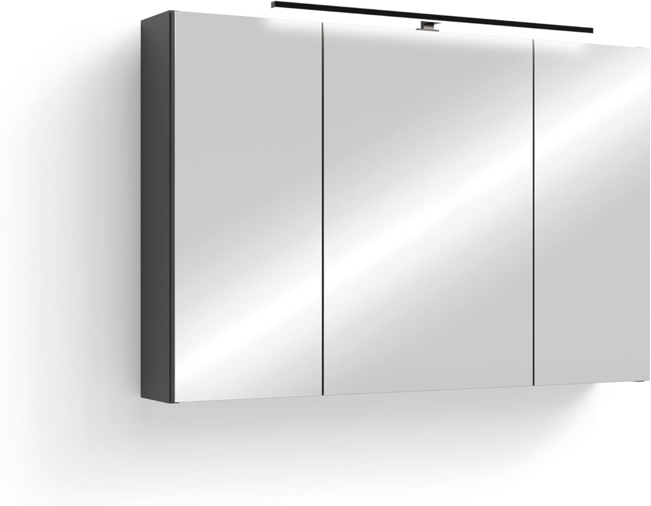 byLIVING Spiegelschrank Spree/Korpus matt mit Spiegeltüren/Hängeschrank mit Soft-Close-Funktion/Inklusive LED-Beleuchtung/Badschrank mit Stecker- und Schalterdose/B 90, H 60, T 20 cm (Anthrazit) Bild 1