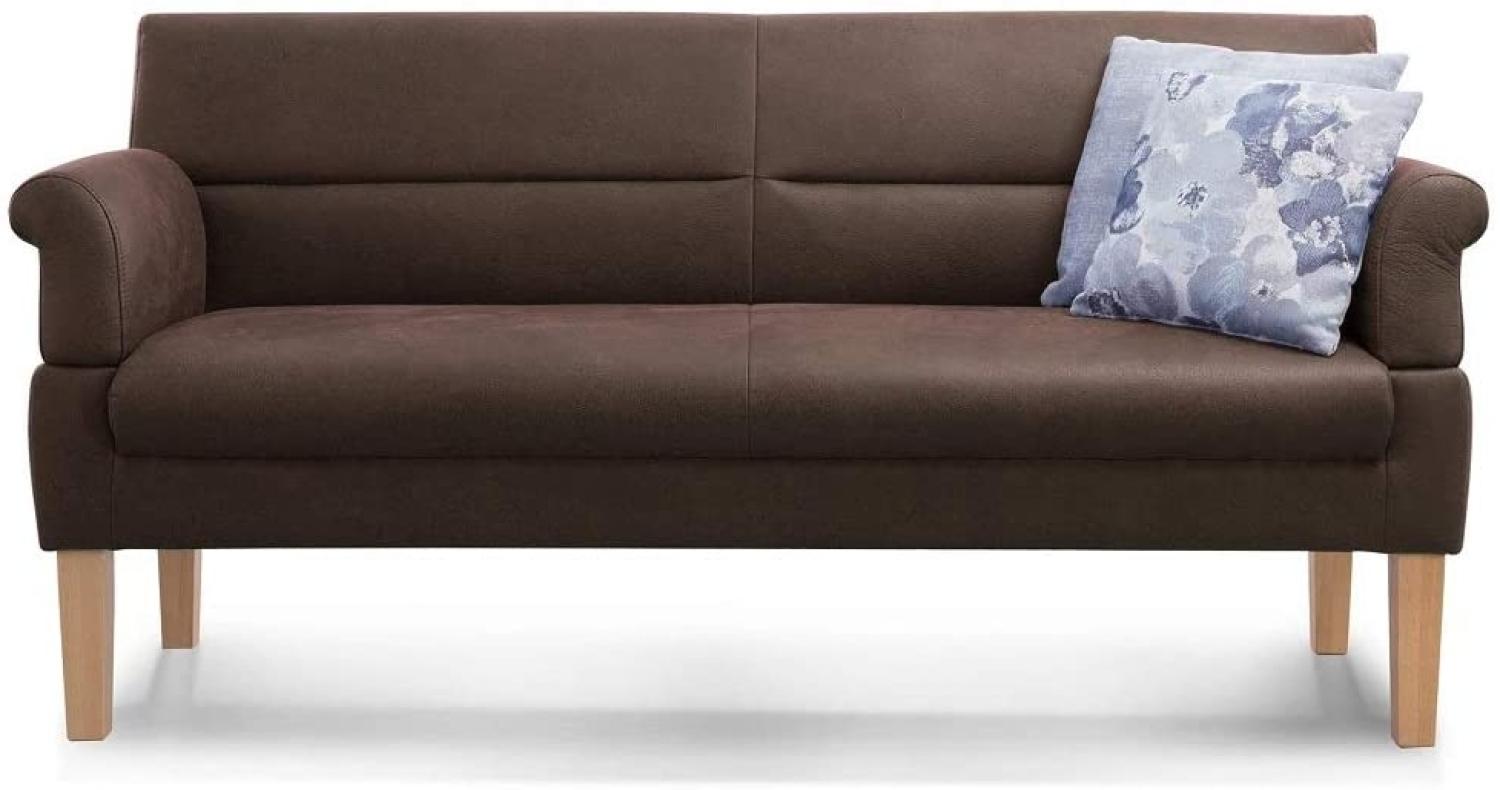 Cavadore 3-Sitzer Sofa Kira mit Federkern / Sitzbank für Küche, Esszimmer / Inkl. Armteilfunktion / 189 x 94 x 81 / Kunstleder dunkelbraun Bild 1