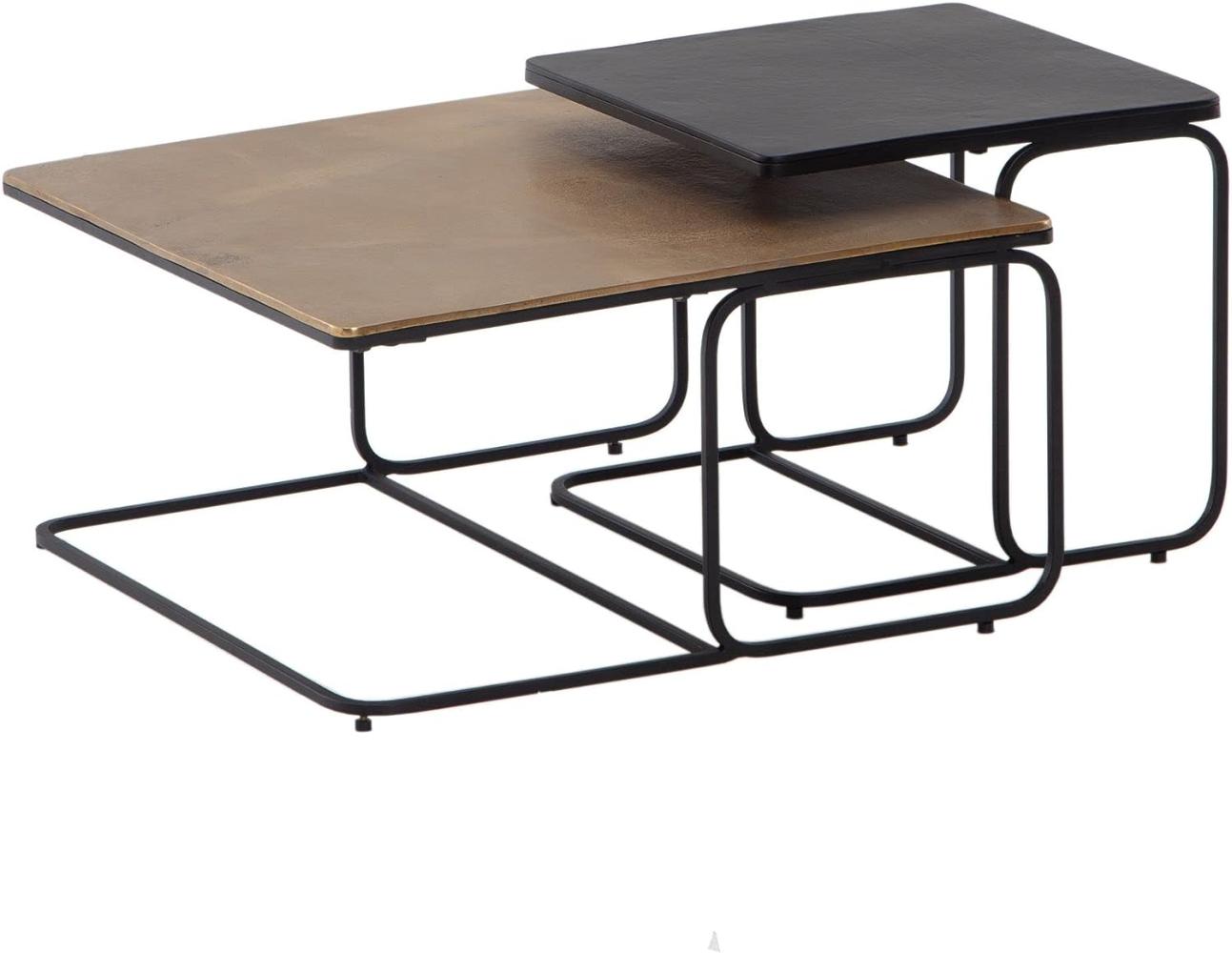 Couchtisch 2er Set Schwarz Gold Metall Sofatisch Quadratisch Modern Bild 1