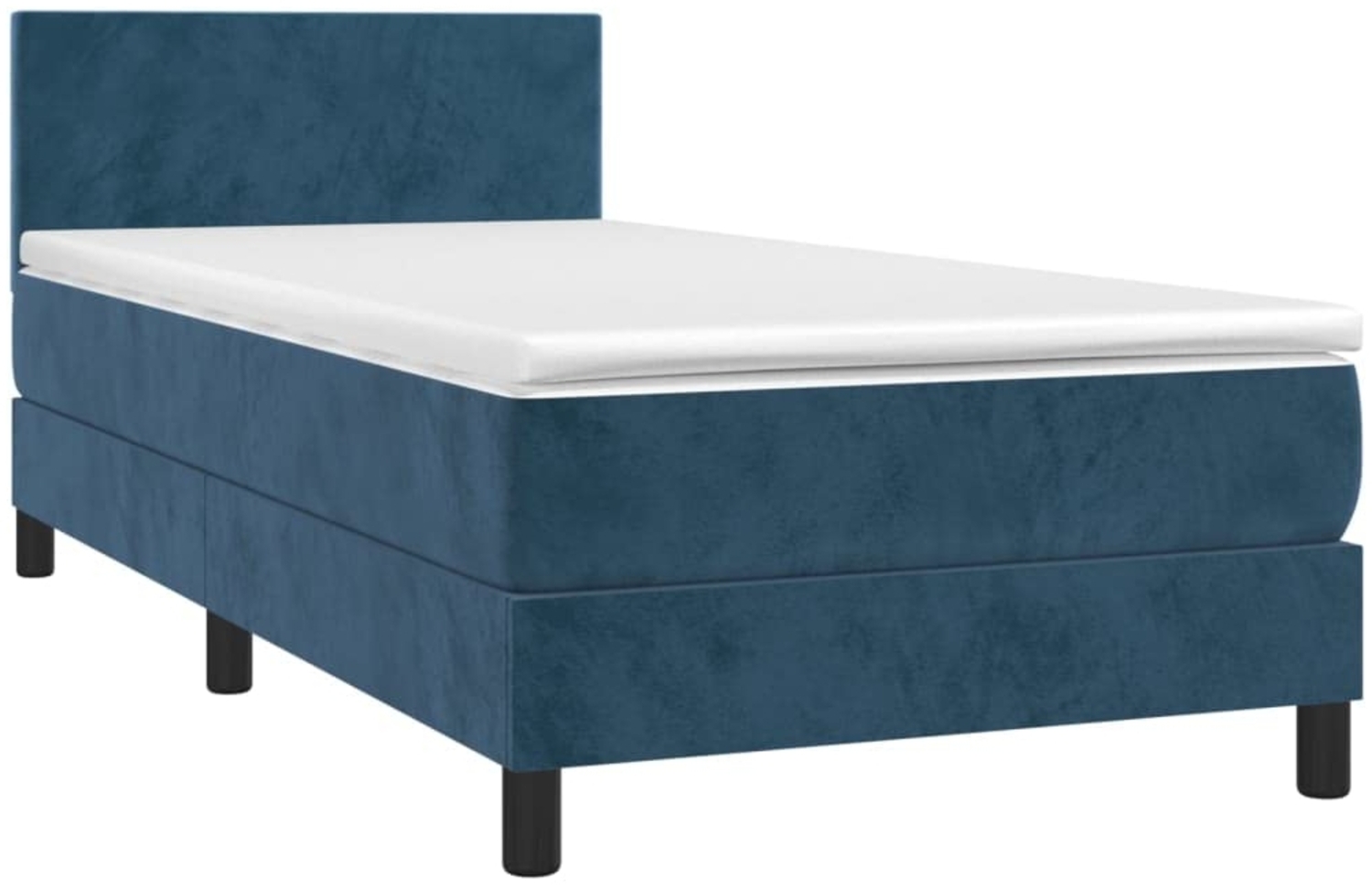 vidaXL Boxspringbett mit Matratze & LED Dunkelblau 90x190 cm Samt 3134259 Bild 1