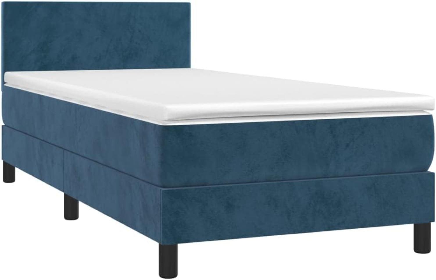 vidaXL Boxspringbett mit Matratze & LED Dunkelblau 90x190 cm Samt 3134259 Bild 1