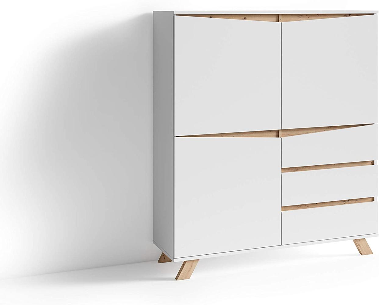 Homexperts Vicky Sideboard, 120x38x142 cm, weiß matt/Artisan Eiche Bild 1