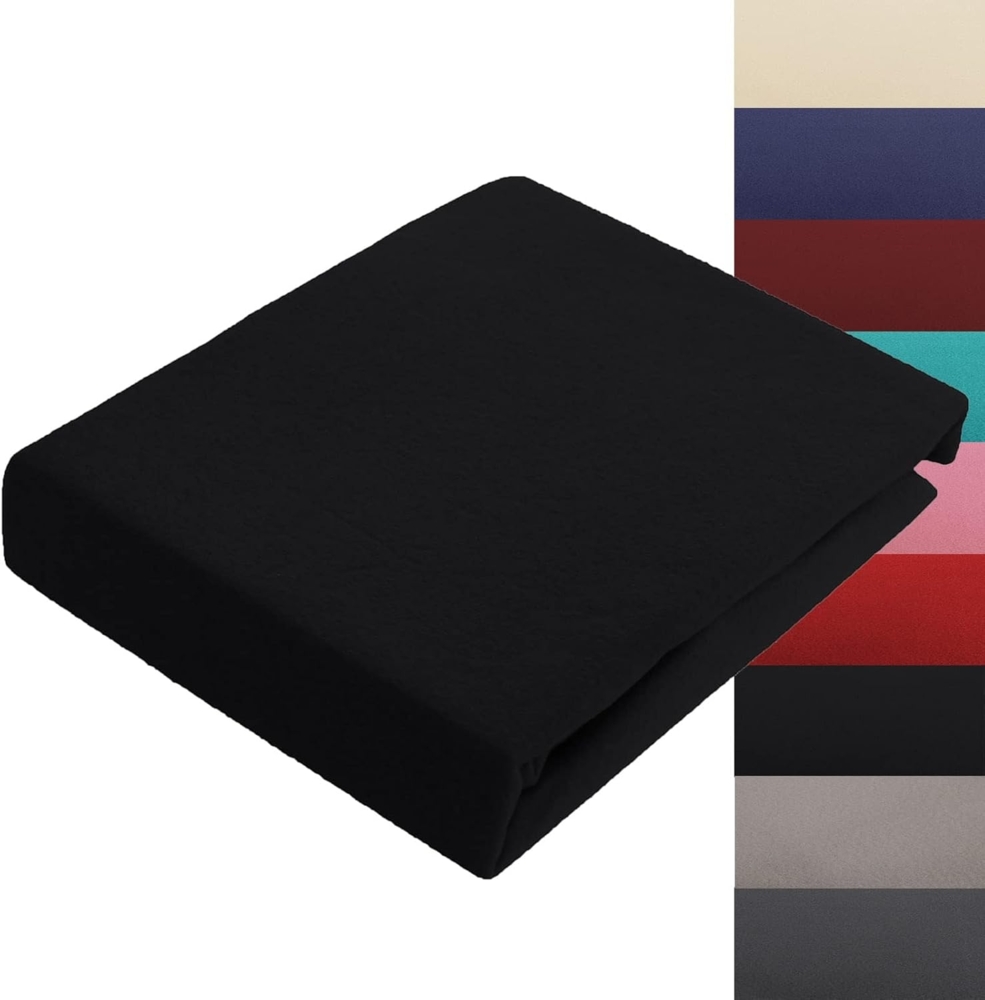 Buymax Spannbettlaken Thermo Fleece Winter Flausch Bettlaken Spannbetttuch, Microfaser, Gummizug: Rundum-Gummizug, 90x200-100x200 cm Spannbetttuch Teddyflausch, Schwarz Bild 1