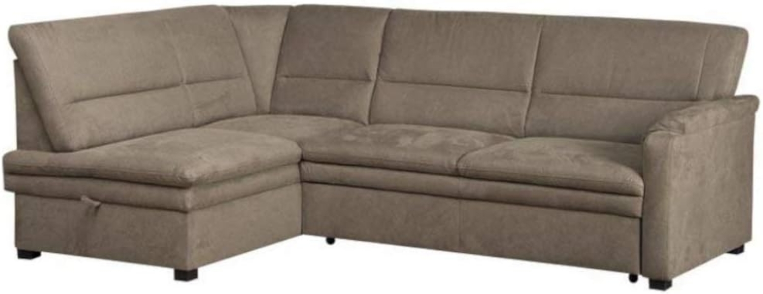CAVADORE Ecksofa Pisoo mit Federkern / Kleine Eckcouch mit Schlaffunktion / Ottomane links / 245 x 89 x 161 / Mikrofaser hellgrau Bild 1