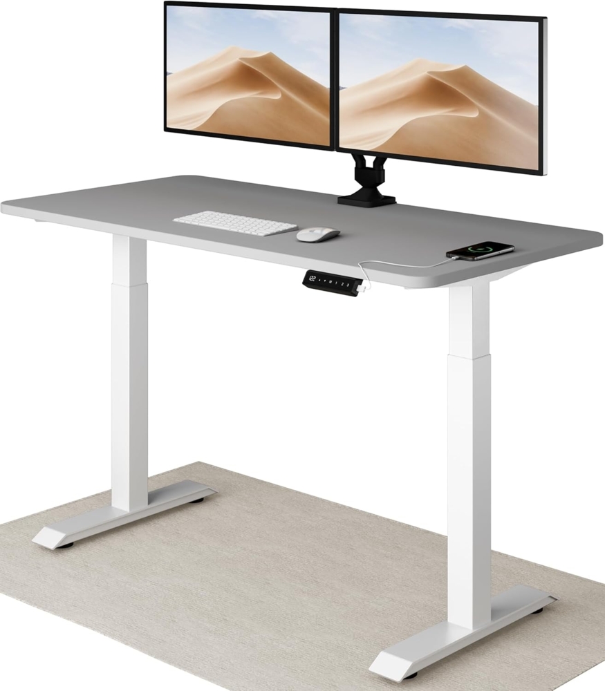 Höhenverstellbarer Schreibtisch (140x70 cm) - Sitz- & Stehpult mit Ladebuchsen - Schreibtisch Höhenverstellbar Elektrisch Touchscreen & Stahlfüßen - Schreibtisch Höhenverstellbar von Desktronic Bild 1