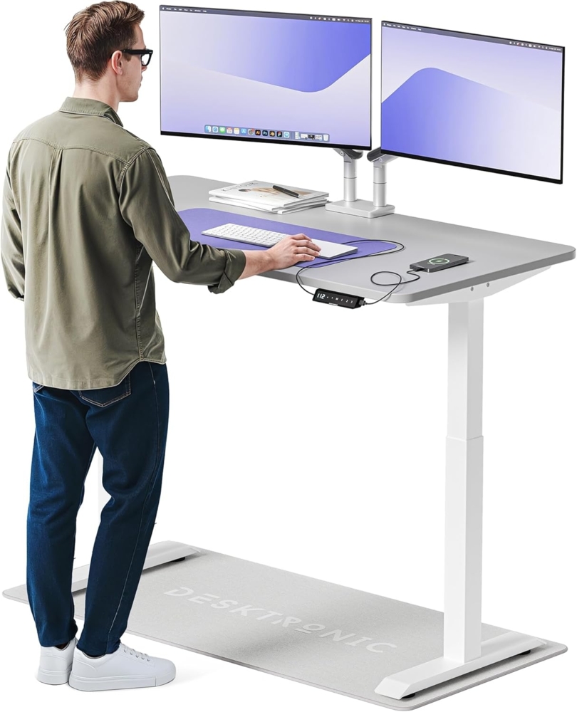 Höhenverstellbarer Schreibtisch (140x70 cm) - Sitz- & Stehpult mit Ladebuchsen - Schreibtisch Höhenverstellbar Elektrisch Touchscreen & Stahlfüßen - Schreibtisch Höhenverstellbar von Desktronic Bild 1