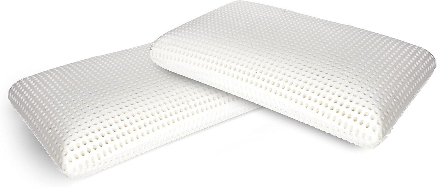 Talamo Italia 2er-Set Kissen für das Bett, 100% Made in Italy, Ergonomisches "Seifen"-Kissen aus perforiertem Memory-Schaum, hypoallergen und atmungsaktiv, 70x40xh16 cm Bild 1