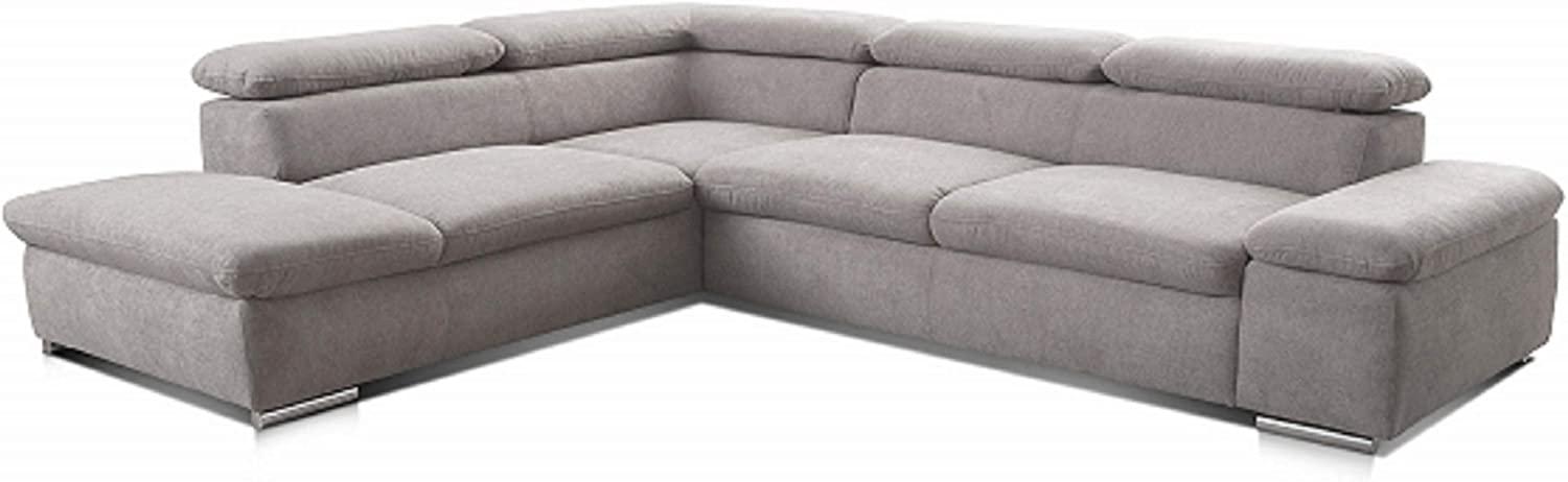 Cavadore Ecksofa Alkatraz / Großes Eck-Schlafsofa mit Ottomanen links und verstellbaren Kopfstützen/ Modernes Design / 274 x 66 x 228 cm / Grau Bild 1