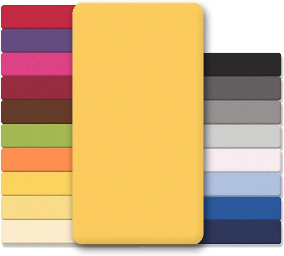 CelinaTex Jersey Spannbettlaken Lucina Doppelpack 90x200-100x200cm mais gelb 100% Baumwolle gekämmt bis 26cm Matratzenhöhe Oeko-TEX Bild 1