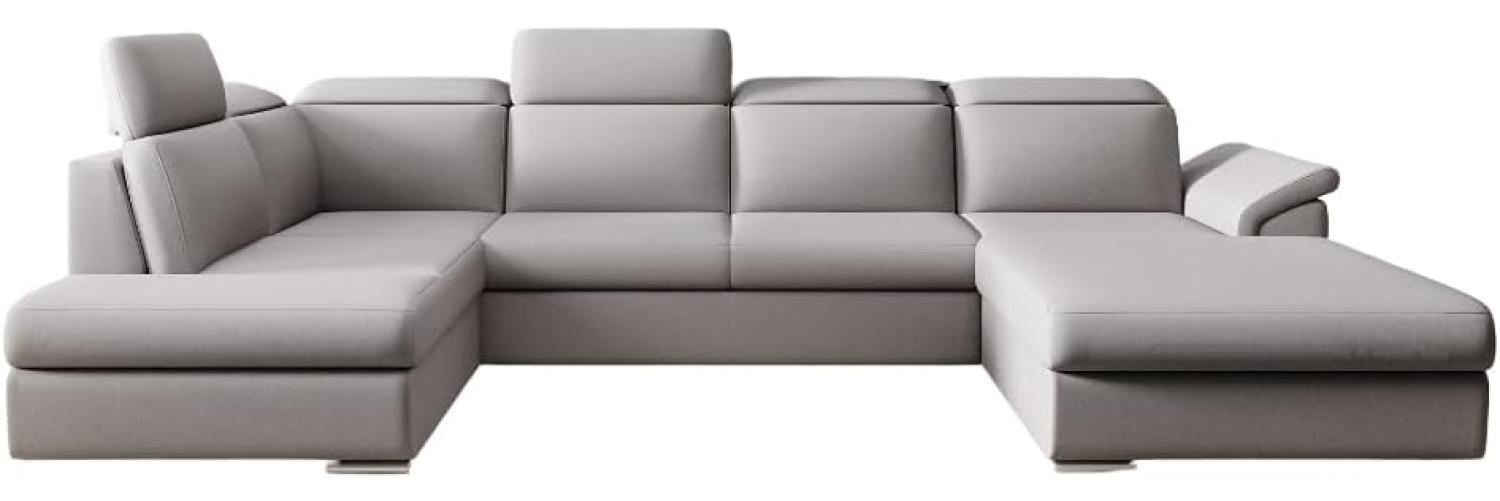 Designer Sofa Emiliano mit Schlaf- und Klappfunktion Stoff Beige Rechts Bild 1