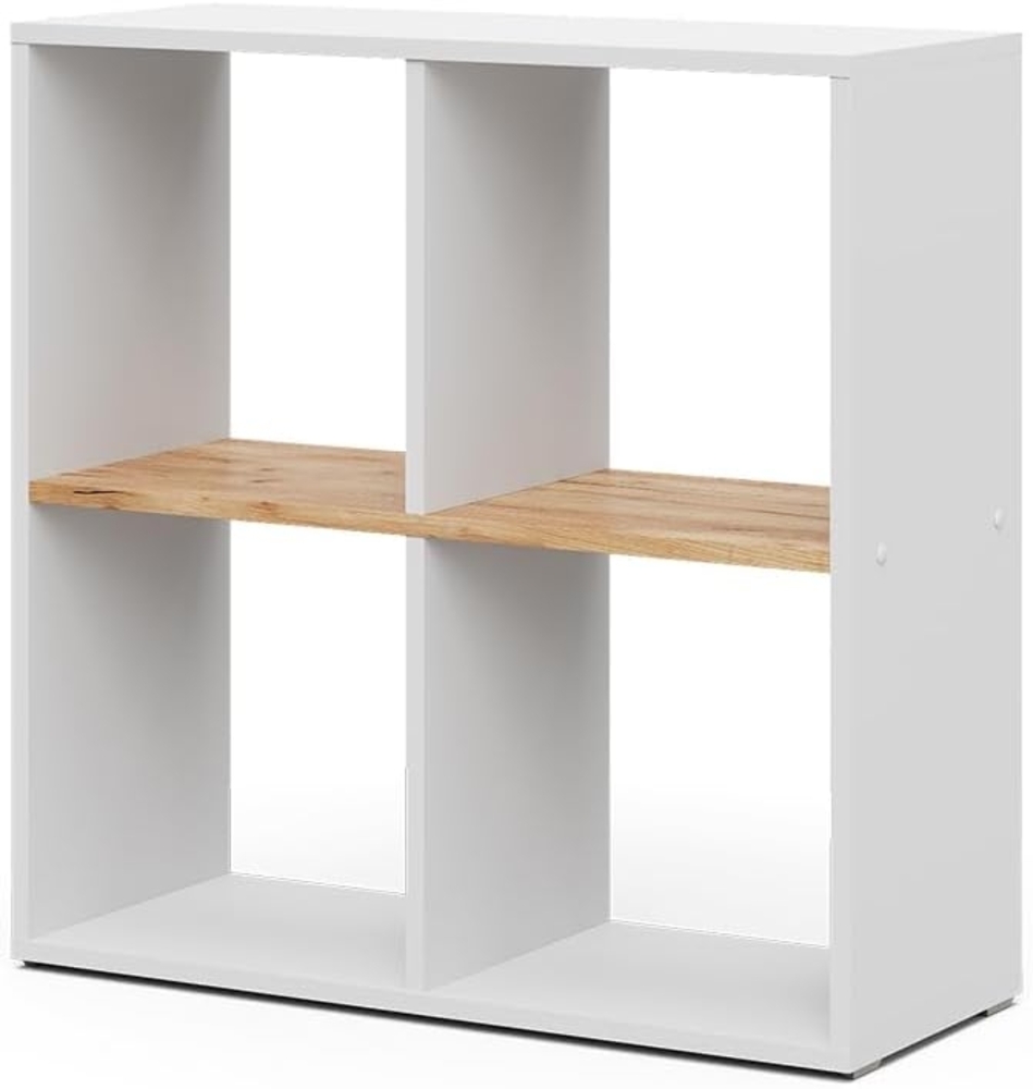 Raumteiler Tetra Weiß/Goldkraft Eiche 72 x 72.6 cm Vicco Bild 1