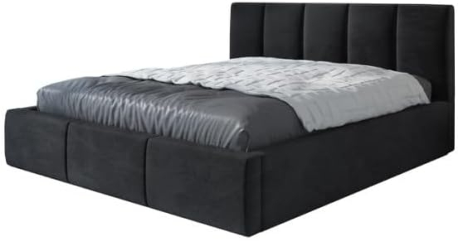 Polsterbett KENET 140x200 mit Matratze, Bettkasten und Lattenrost. Farbe: Schwarz 20 Bild 1