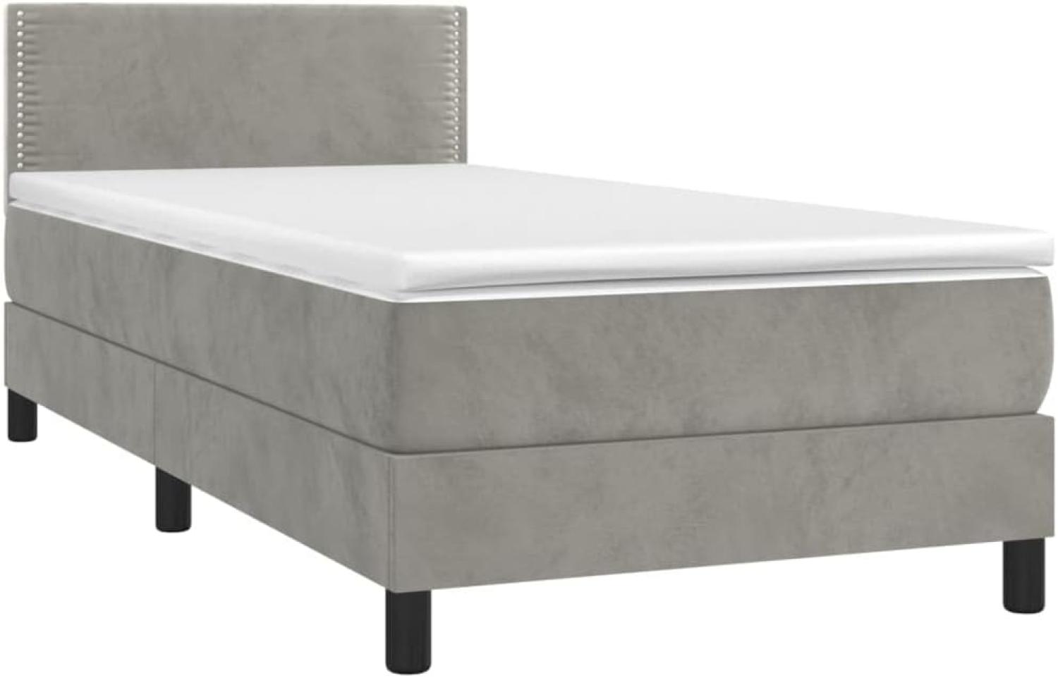 vidaXL Boxspringbett mit Matratze & LED Hellgrau 90x190 cm Samt 3134315 Bild 1