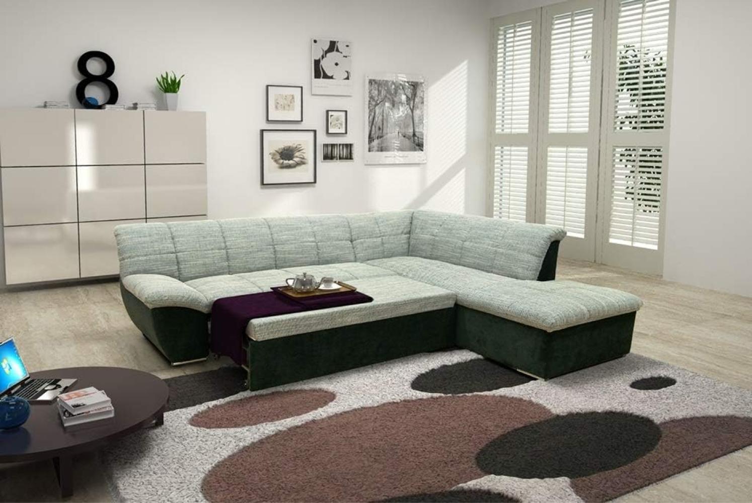 DOMO Collection Splash Ecksofa inkl. Schlaffunktion / L-Form / Größe: 271 cm x 232 cm x 76 cm (BxTxH) / Strukturstoff in weiss-grau & elegante Mircofaser in schwarz / moderne Eckcouch Bild 1