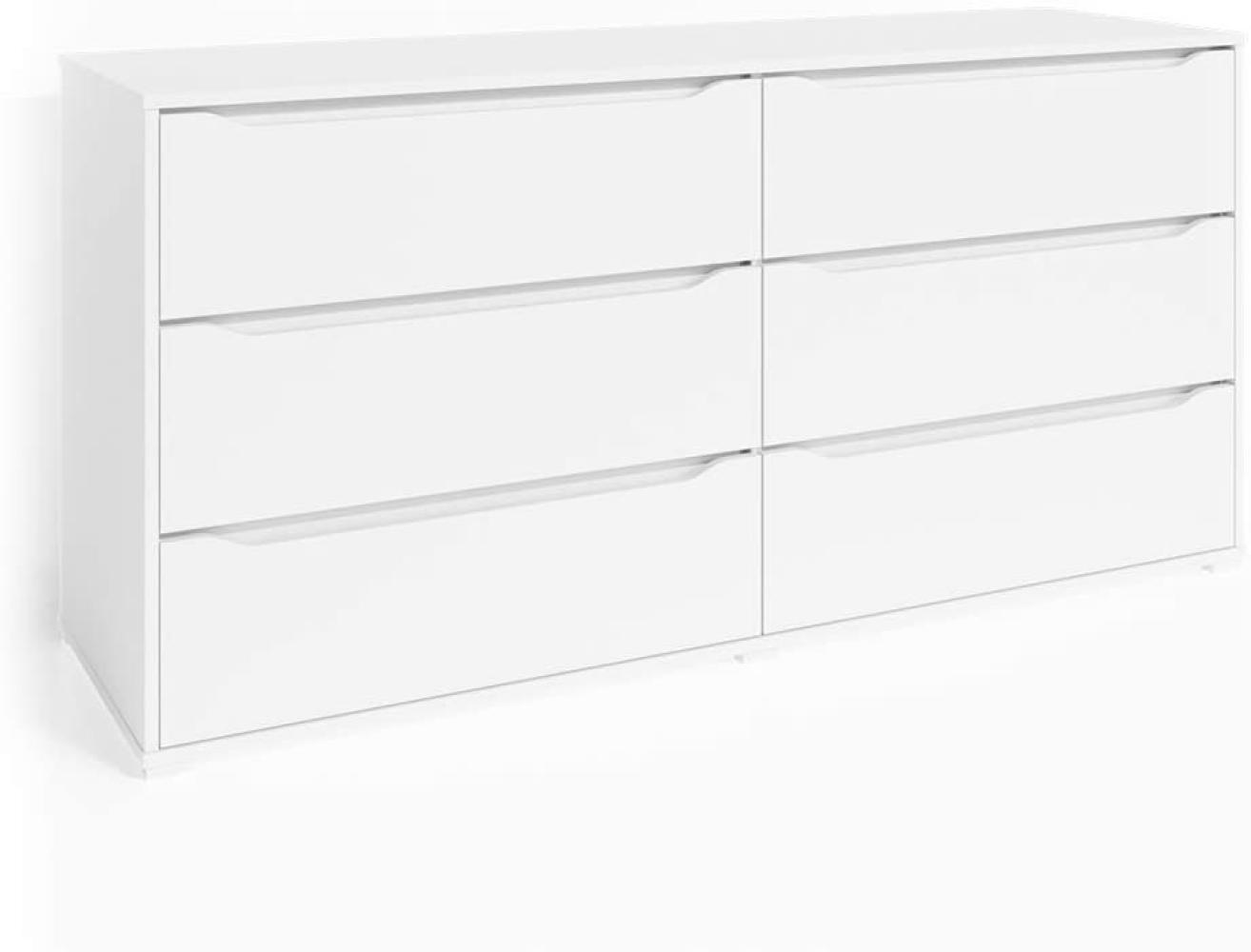 VICCO Kommode RUBEN Weiß 6 Schubladen 160 cm Sideboard Mehrzweckschrank Schrank Bild 1