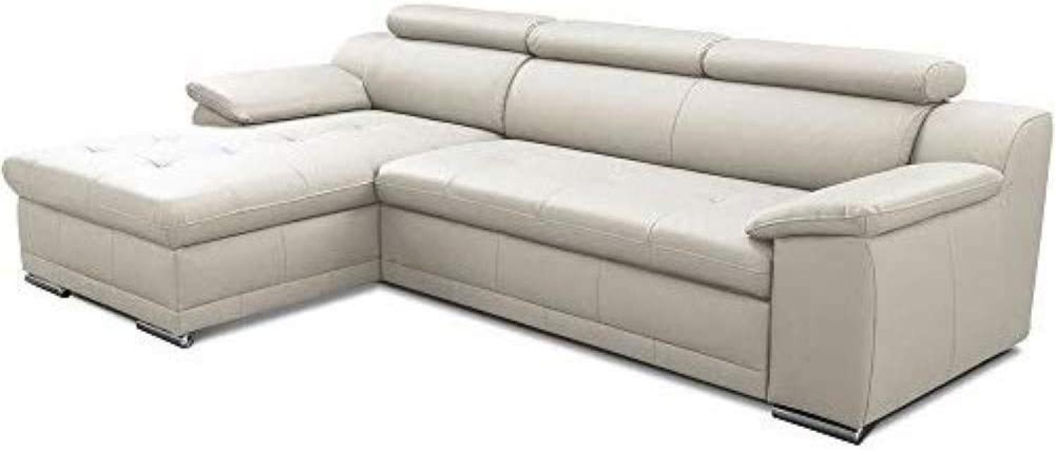 CAVADORE Schlafsofa Aniamo / Ledersofa in L-Form mit Bettfunktion, verstellbaren Kopfstützen und XL-Longchair / 270 x 80 x 165 / Echtleder, Weiß Bild 1