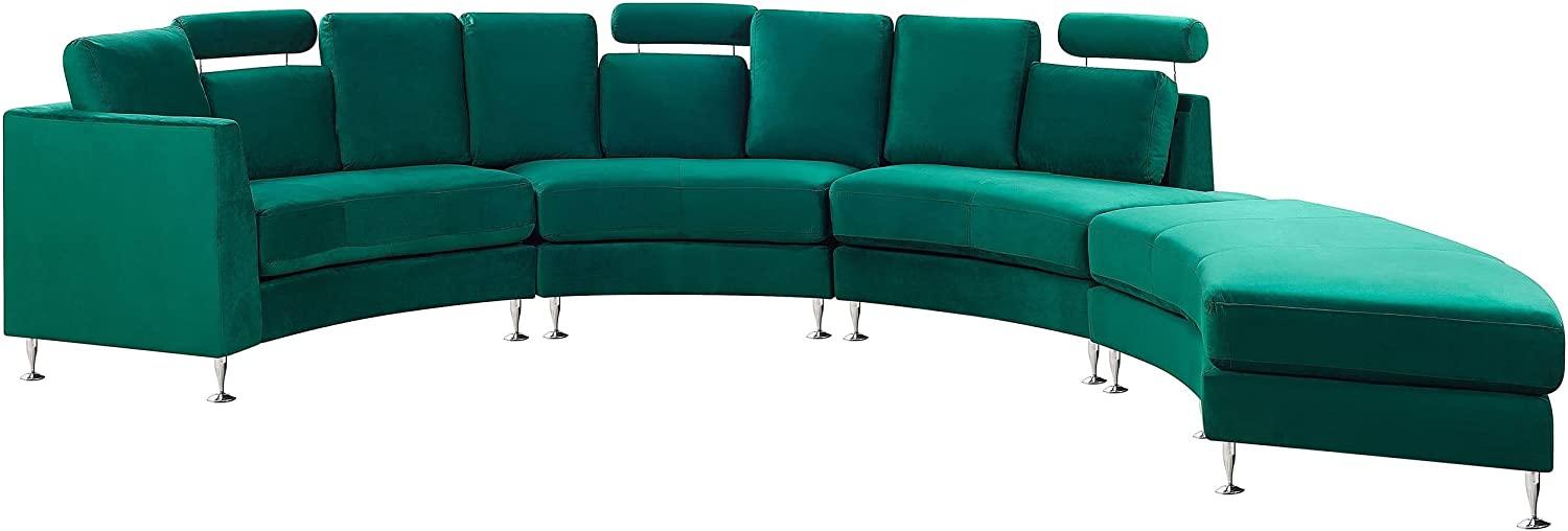 Sofa Samtstoff dunkelgrün rund ROTUNDE Bild 1