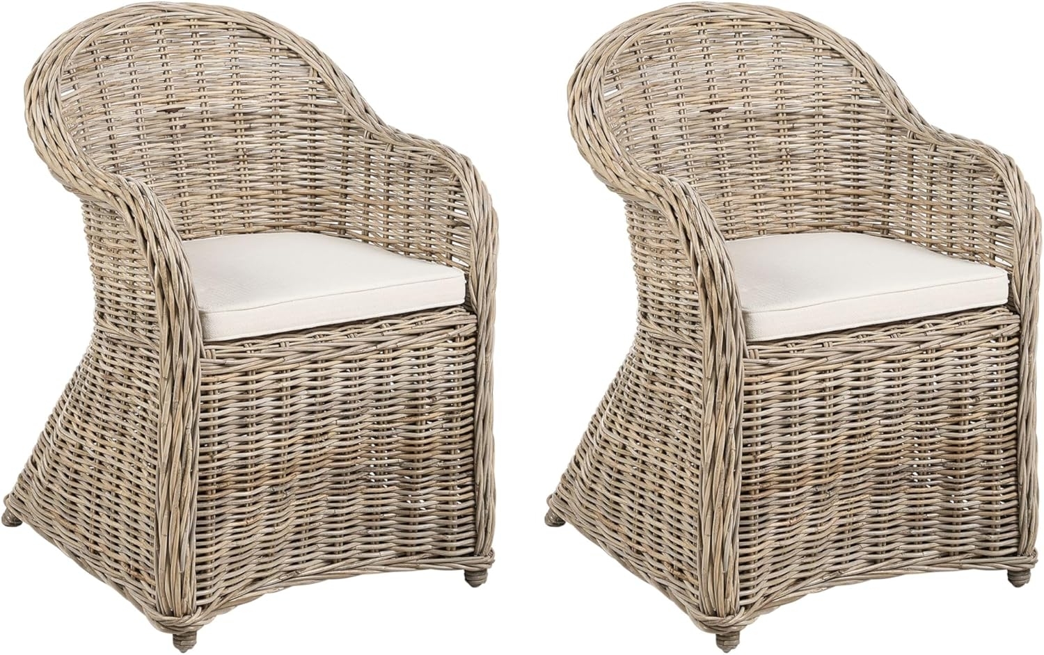 Gartensessel 2er Set mit Auflagen SUSUA II Rattan Natürlich Bild 1