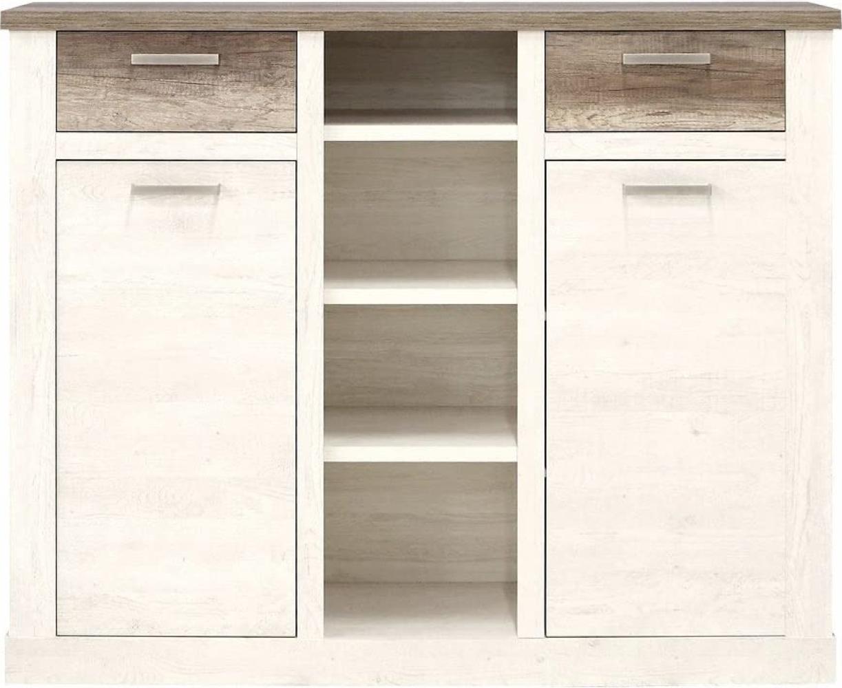 Highboard Durio 4 Pinie weiß 160x128x41 cm Schrank Wohnzimmerschrank Bild 1