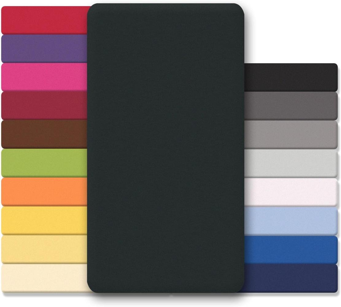 CelinaTex Jersey Spannbettlaken Lucina Doppelpack 140x200-160x200cm schwarz 100% Baumwolle gekämmt bis 26cm Matratzenhöhe Oeko-TEX Bild 1