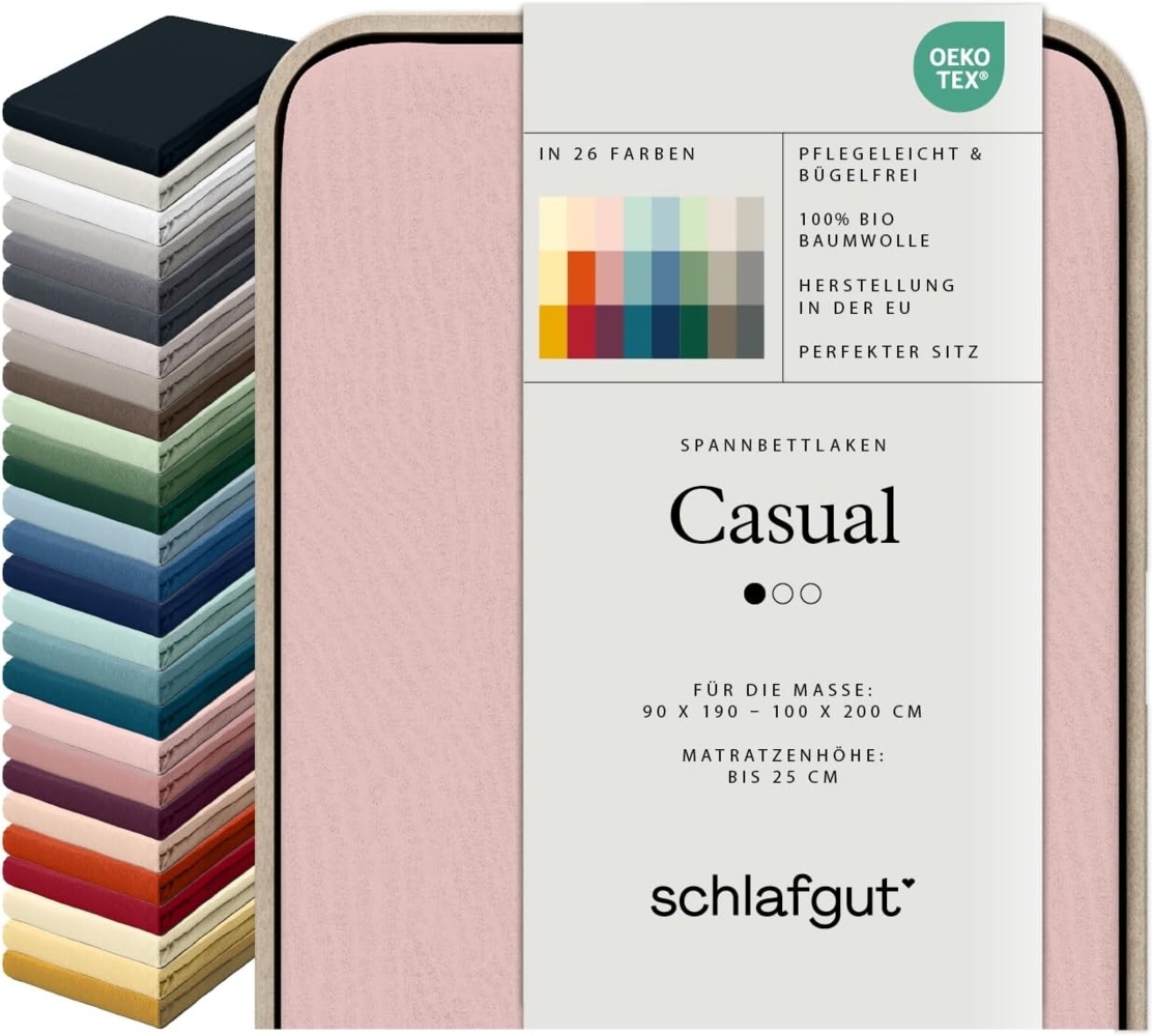 Schlafgut Spannbettlaken CASUAL u.a. in Gr. 90x200, 140x200 oder 180x200 cm, 100% Bio-Baumwolle, Jersey, Gummizug: rundum, (1 Stück), Bettlaken für Matratzen bis 25 cm Höhe, zuverlässig, langlebig, weich Bild 1