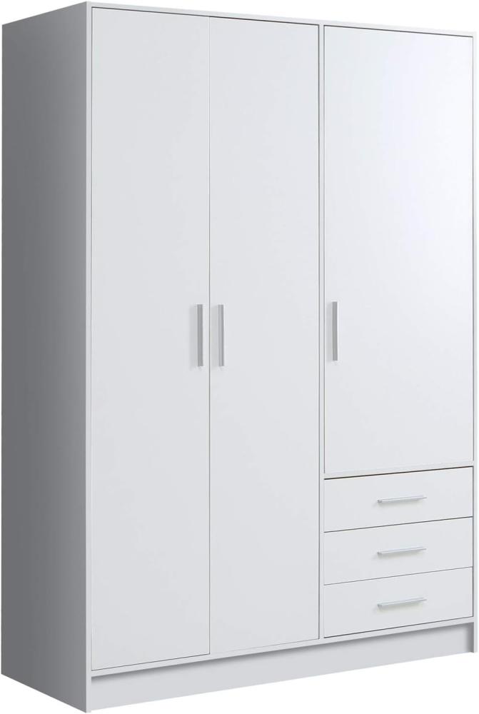 Möbel-Eins JAMI Kleiderschrank 3-trg mit 3 Schubkästen, Material Dekorspanplatte sandeichefarbig/weiss Bild 1