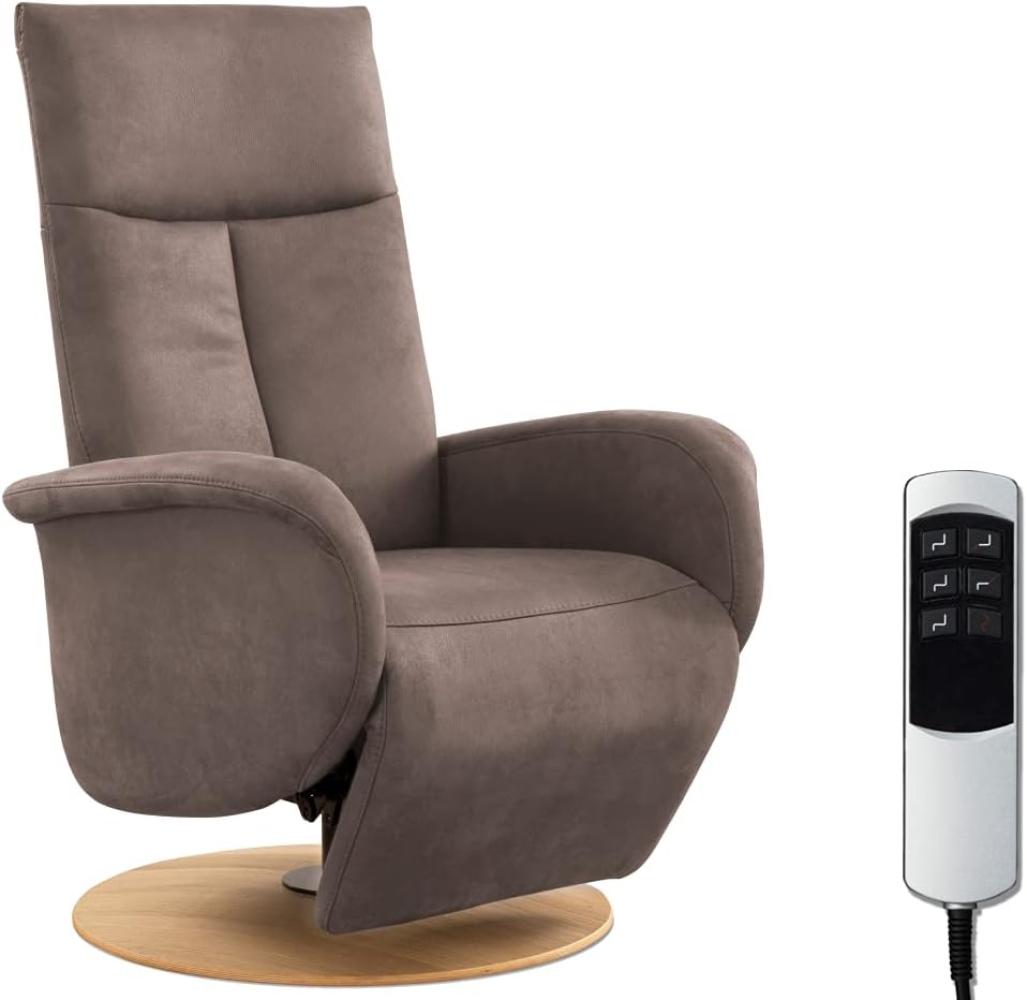 CAVADORE TV-Sessel Juba mit Akku / Fernsehsessel mit elektrisch verstellbarer Relaxfunktion / 2 E-Motoren / 75 x 112 x 82 / Lederoptik, Hellbraun Bild 1