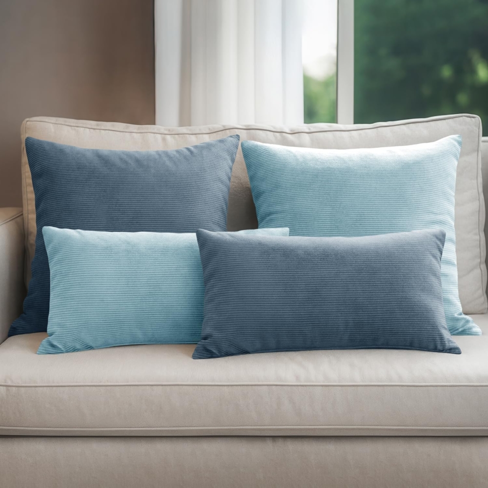 Selfitex Dekokissen 4er Set Cord Kissen inkl. Füllkissen, 2x 50x50 & 2x 30x50, robuster Bezug mit satten Farben, weiches Füllkissen Bild 1