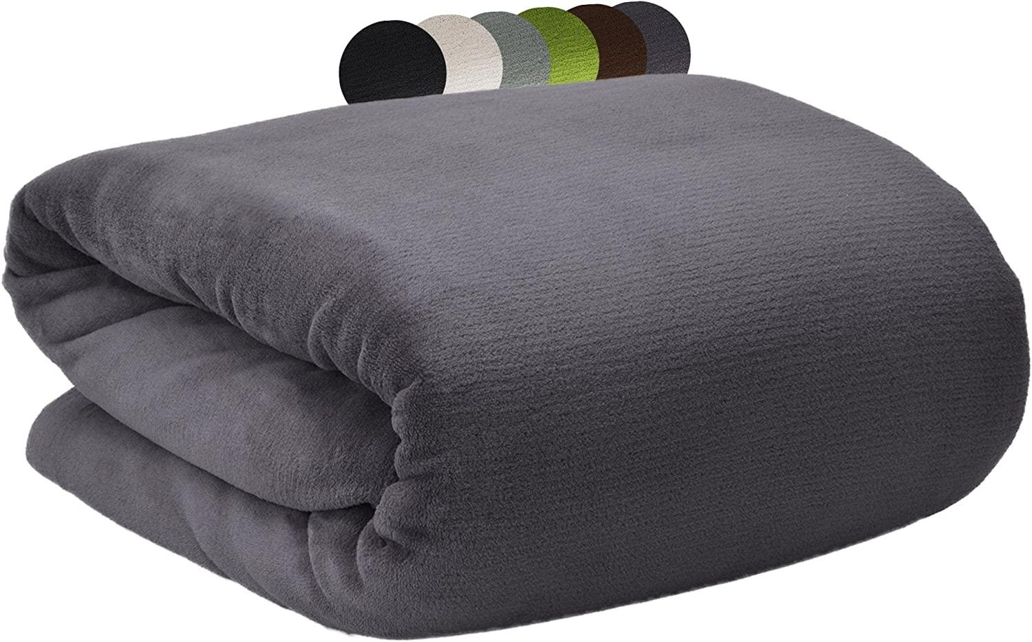 Beautissu Aurelia Corall Fleece Decke Anthrazit, 200x150 cm Bild 1