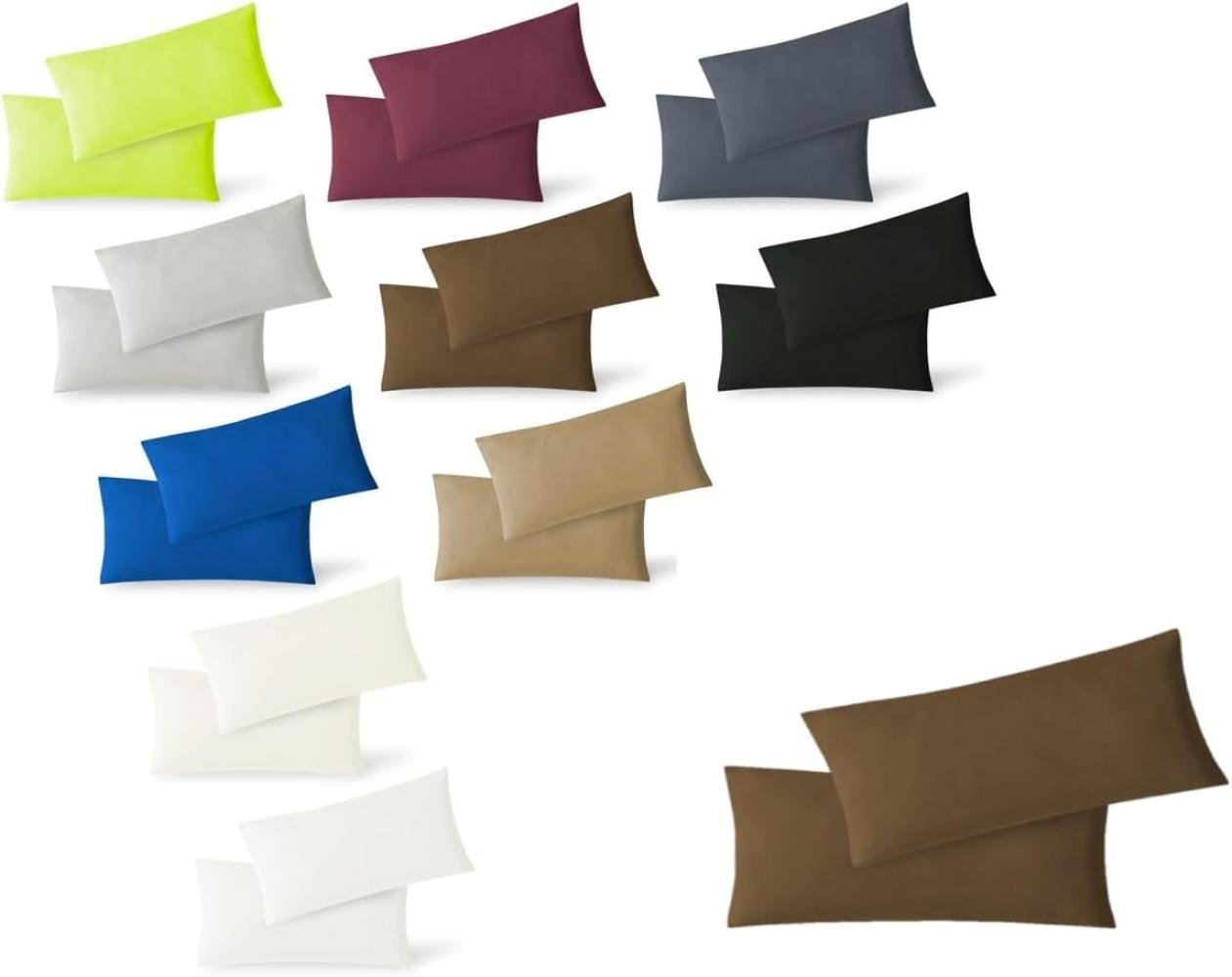 Jersey Kissenbezug, 2er Set, Baumwolle, Schokobraun, 40x60 cm Bild 1