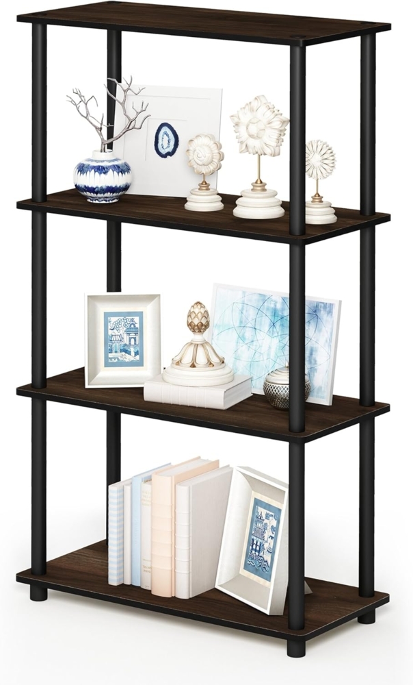 Furinno Turn-N-Tube 4-Stufe Mehrzweck-Regal, Columbia Walnut/Schwarz, 59. 9 (Breite) x 109. 9 (Höhe) x 29. 7 (Tiefe) cm Bild 1