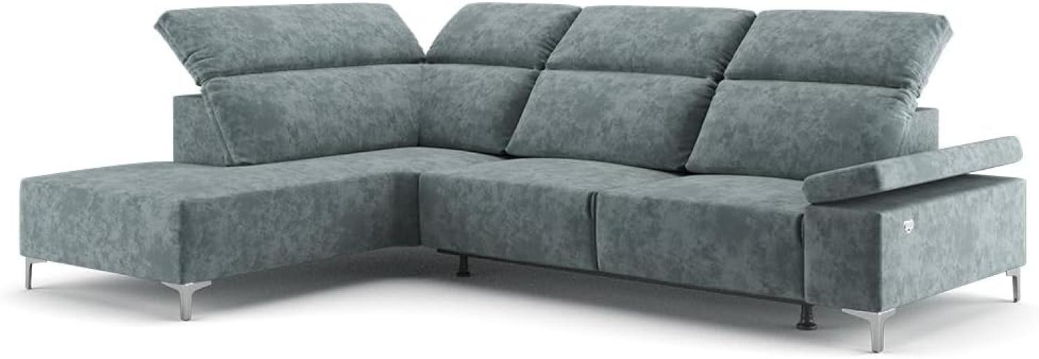 VitaliSpa Ecksofa Loungesofa Boxspringsofa James Grau Relaxfunktion 218x86 cm modern Wohnzimmer Sofa Wohnzimmercouch Loungeecke Polstereckcouch Taschenfederkern USB-Anschluss Fußteil ausfahrbar Bild 1