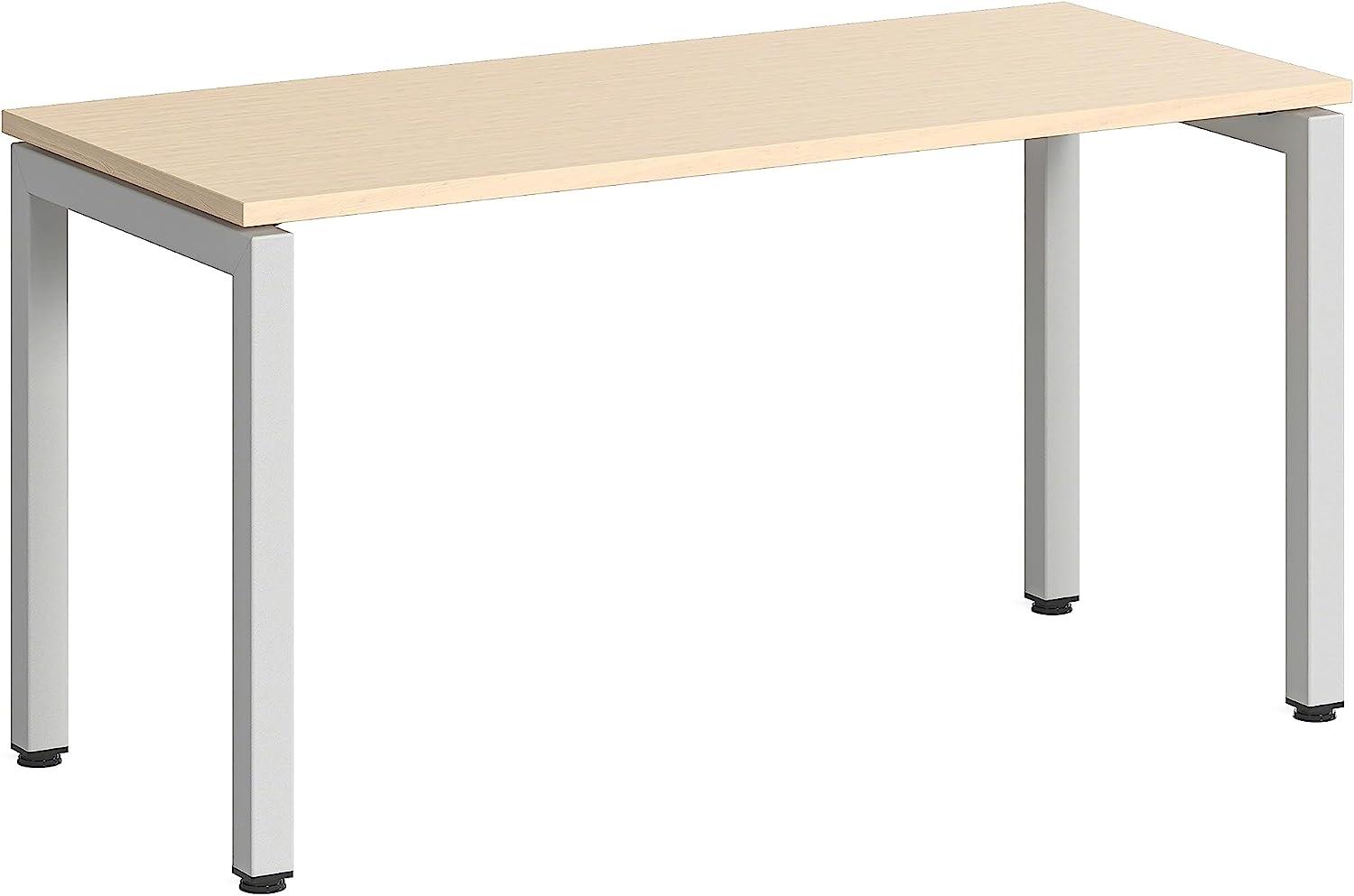 Steelcase Ottima Portico Homeoffice-Schreibtisch in fixer Höhe, Melamin-Tischplatte in der Ausführung Klare Eiche und Gestell in der Farbe Pearl Snow, einfache Montage (140 x 60 cm) Bild 1