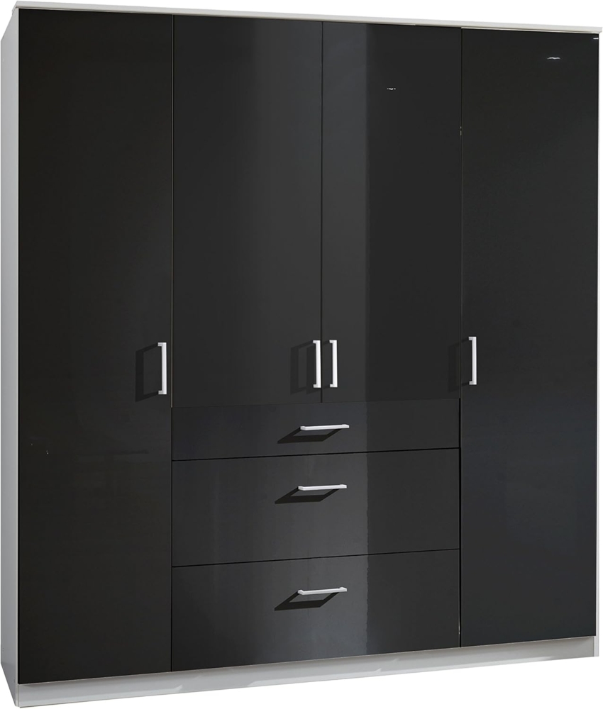 Kleiderschrank Clack in hochglanz schwarz Alpinweiß 180 cm Bild 1