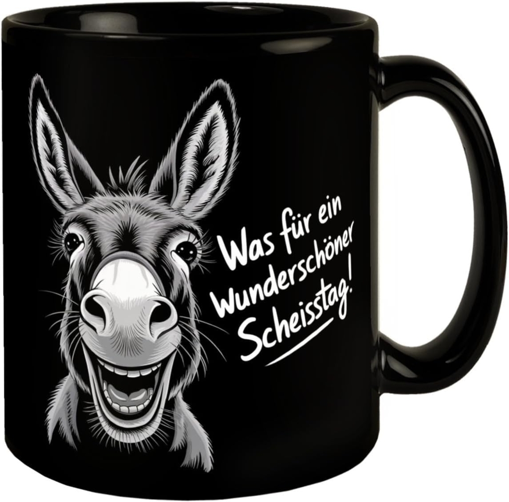 speecheese Tasse Lächelnder Esel Tasse - Wunderschöner Scheisstag Bild 1