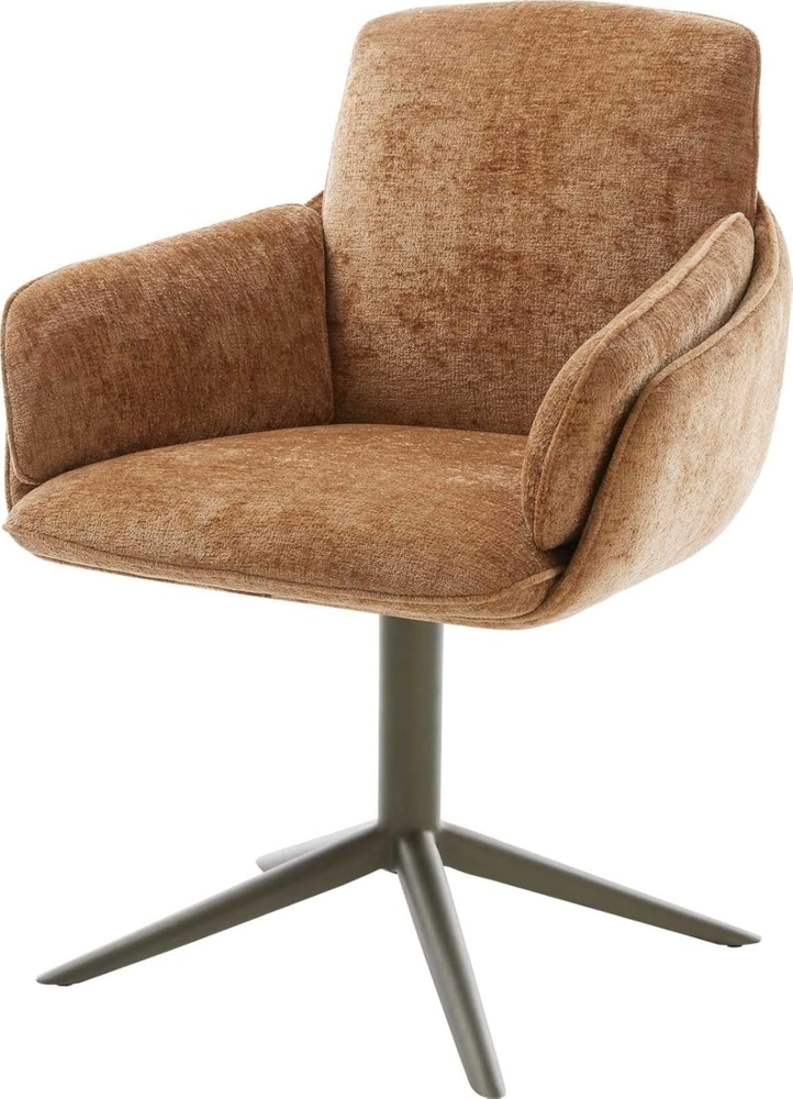 Drehstuhl Luan-Flex mit Armlehnen Chenille Rost Fußkreuz Effektfinish Titan 360° drehbar Wippfunktion Bild 1