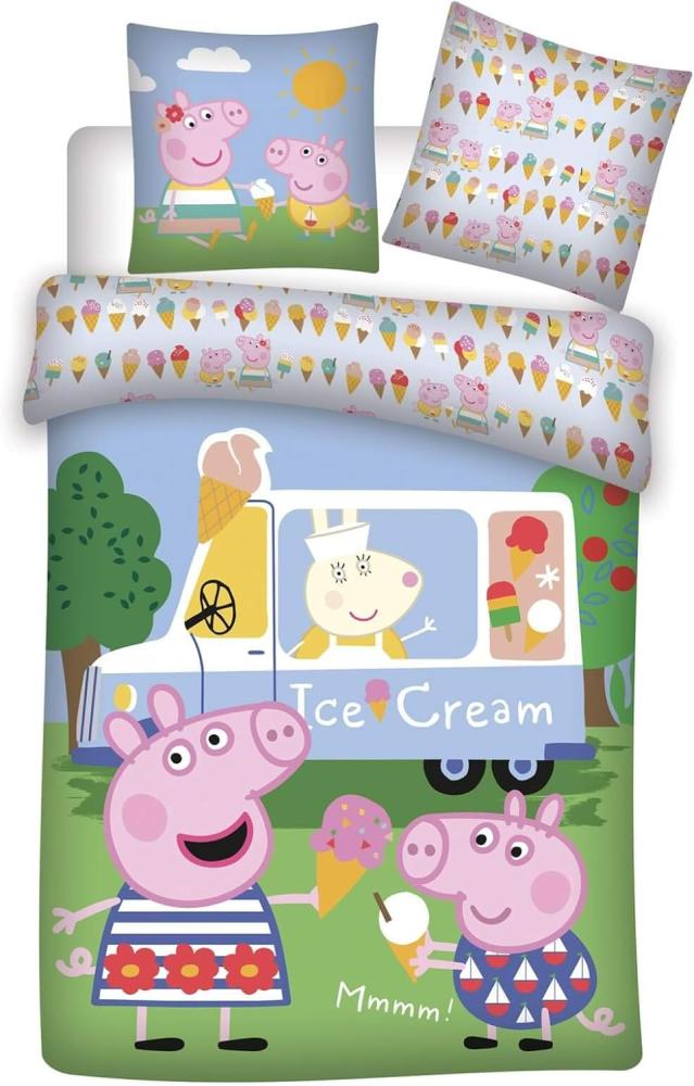 Peppa Wutz Schorsch Icecream - Baby Bettwäsche - Set 100x135 40x60cm Bild 1