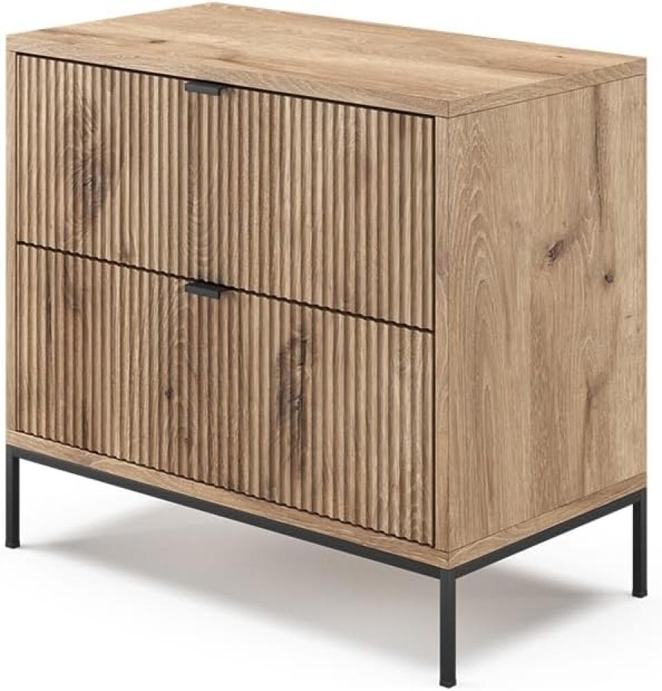 Vicco Nachttisch Eliza Viking Oak 66 x 60 cm mit 2 Schubladen Bild 1