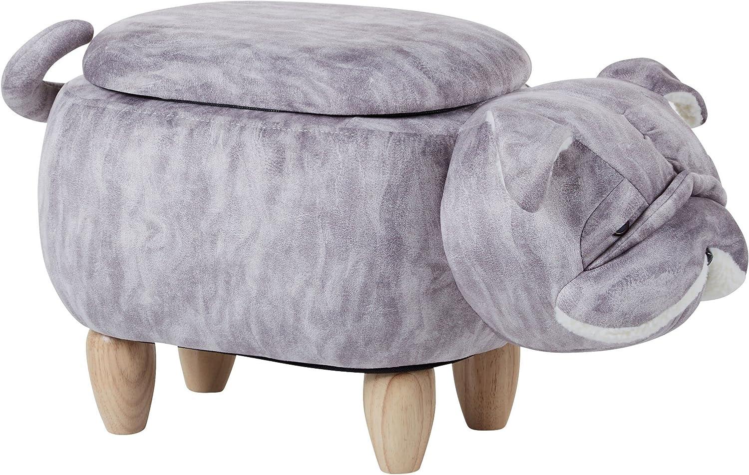 Hocker Samtstoff mit Stauraum Grau PUG Bild 1