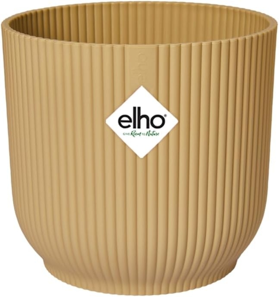 elho Vibes Fold Rund 14 Pflanzentopf - Blumentopf für Innen - 100% recyceltem Plastik - Ø 14.1 x H 12.9 cm - Gelb/Buttergelb Bild 1