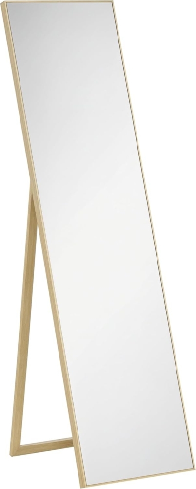 HOMCOM Standspiegel mit Ständer, freistehend, 40 x 150 cm, Natur (Set, 1-St, 1 Ankleidespiegel), gerahmter Ganzkörperspiegel Bild 1