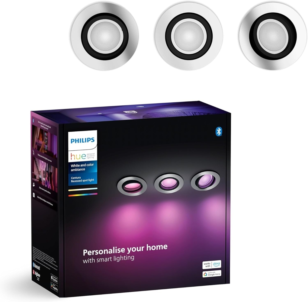 Philips Hue White&Col. Amb. Centura Einbausp 3flg alum 3x4.2W Bild 1