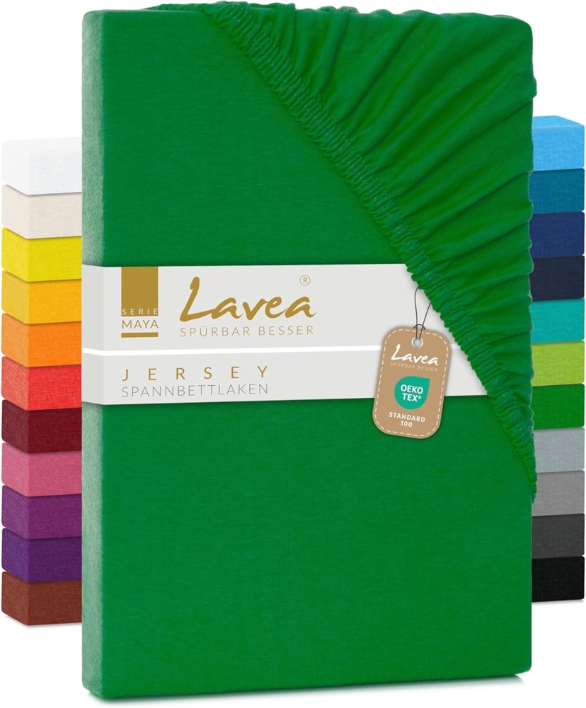 Lavea Spannbettlaken Maya, in Gr. 60x140, 90x200, 120x200, 140x200, 180x200 oder 200x220 cm, 100% Baumwolle, Gummizug: rundum, (1 Stück), Jersey Spannbetttuch für Topper, Boxspring- und Wasserbetten Bild 1